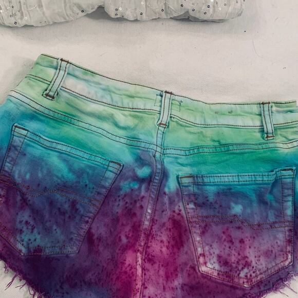 - CASLON TIE DYE STRETCH DENIM CUTOFFS SHORTS 6P - Picture 4 of 9